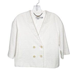 See by Chloe White double breasted Crop blazer Jacket short sleeves Size 8